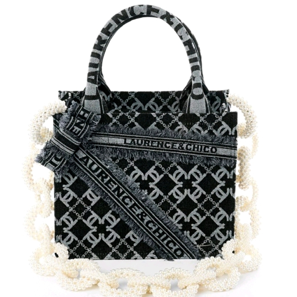 LAURENCE &CHICO small tote w/ pearl chain BNWT